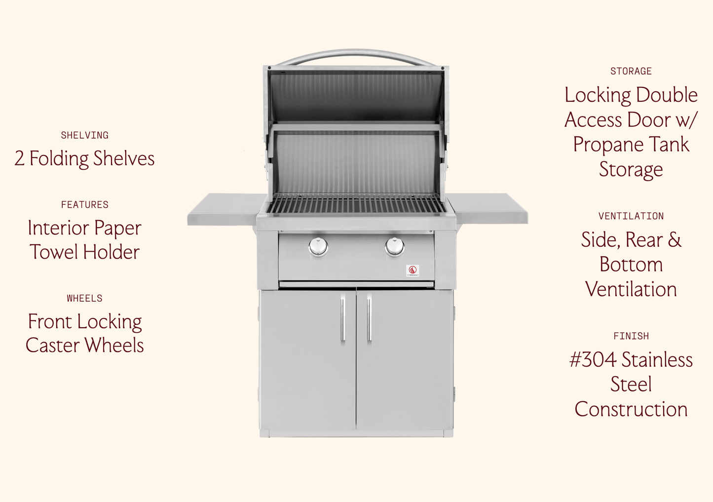 SUMMERSET™ Pedestal Cart for 30″ Resort Grill