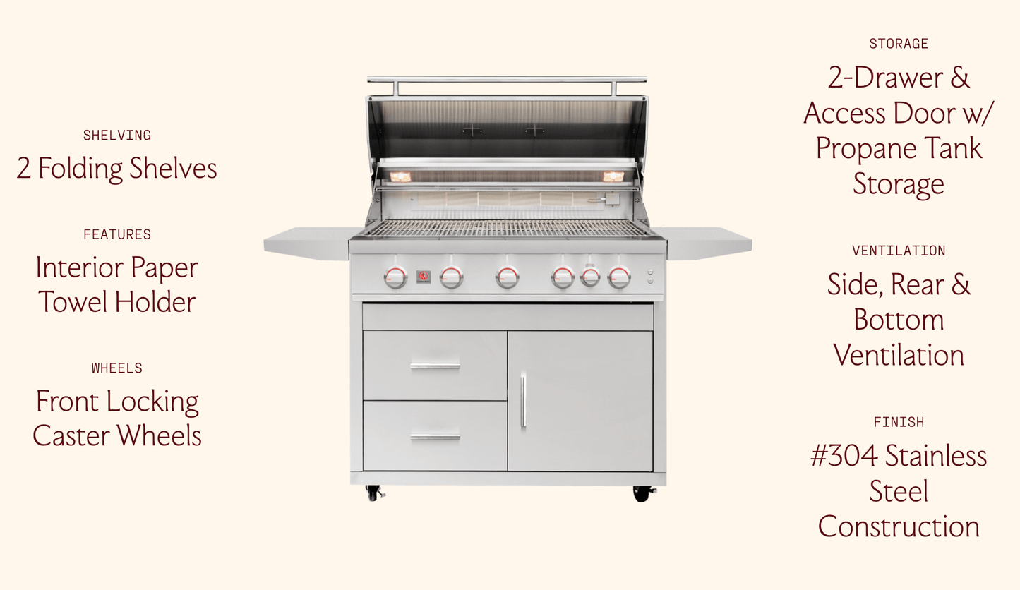 SUMMERSET™ Deluxe Cart for 40″ Sizzler/Sizzler Pro Grill