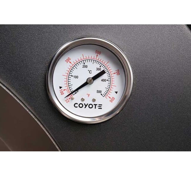 Coyote Hybrid Pizza Oven temperature gauge detail