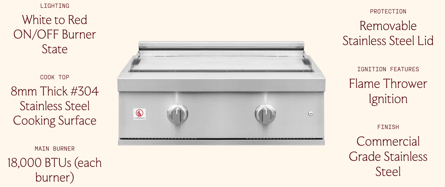 SUMMERSET™ 30" Built-In Griddle Pro [2 Fuel Types]