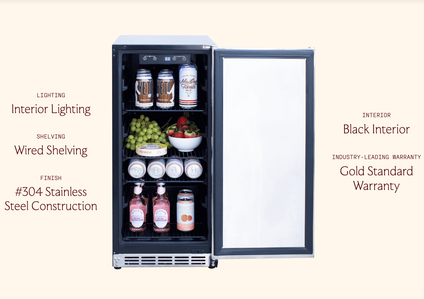 SUMMERSET™ 15″ 3.2 Cu. Ft. Outdoor Refrigerator with Stainless Steel Door & Handle