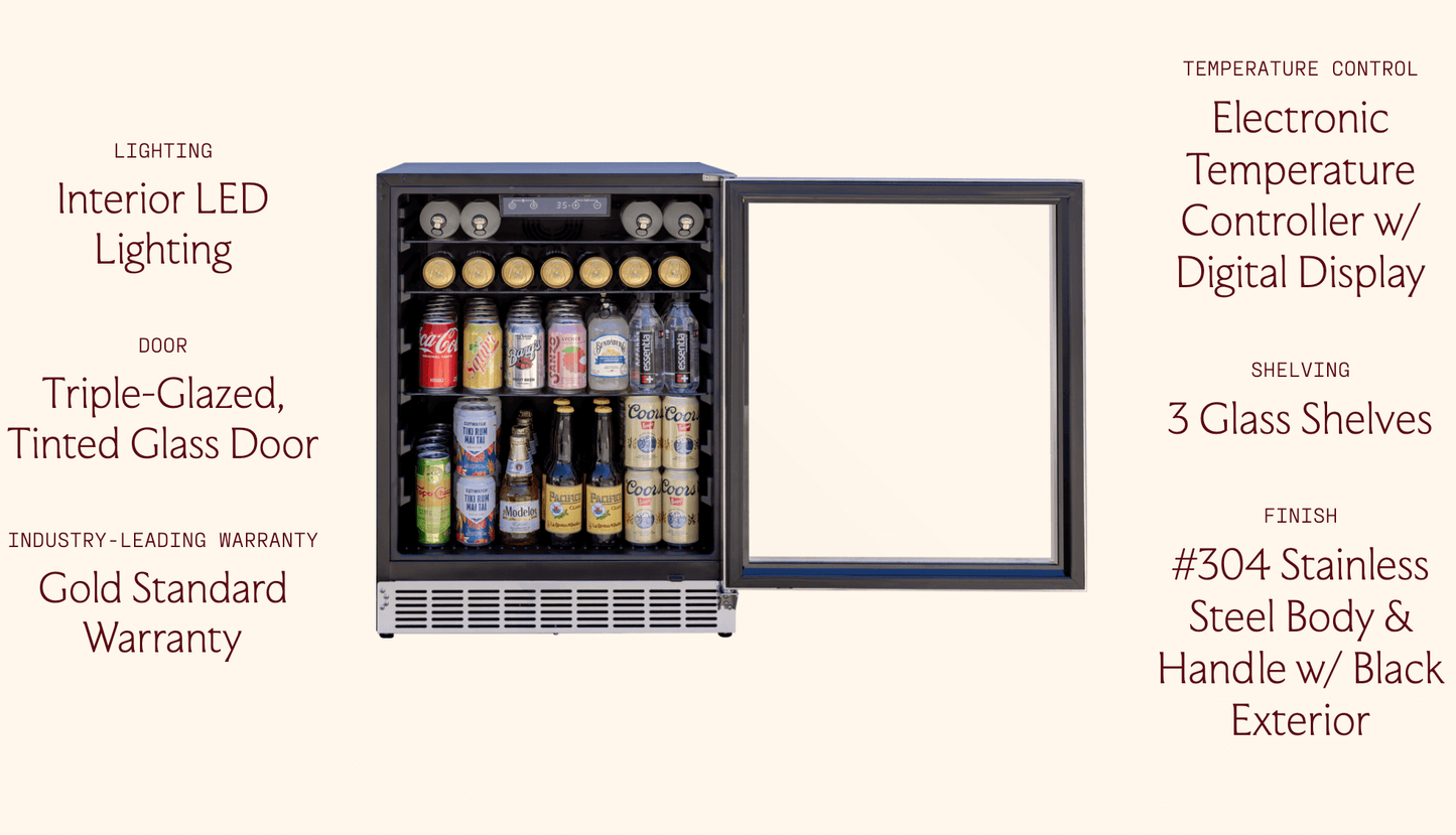 SUMMERSET™ 24″ 5 Cu. Ft. Outdoor Refrigerator with Glass Door and Shelves