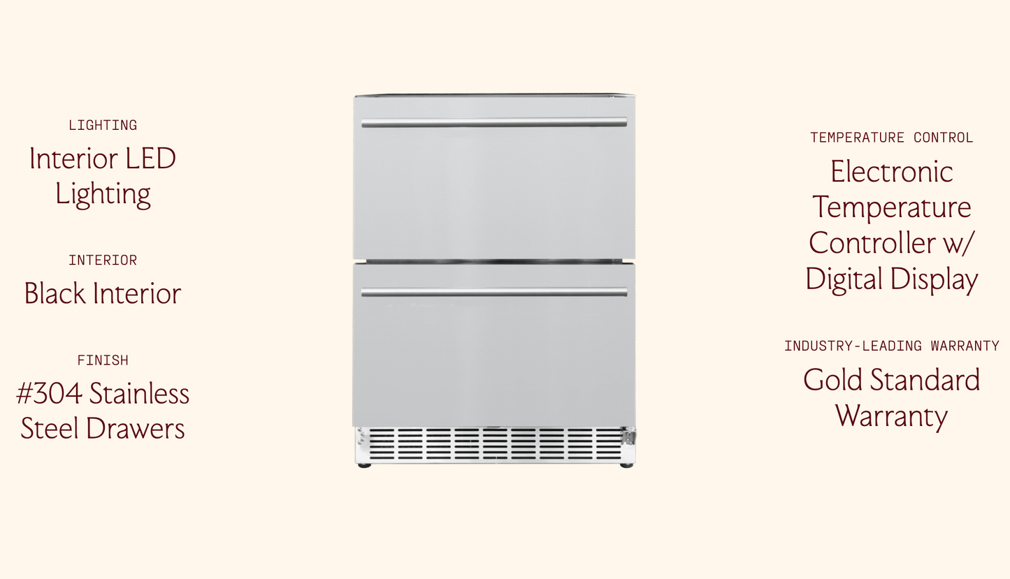 SUMMERSET™ 24″ 5 Cu. Ft. Deluxe 2-Drawer Outdoor Refrigerator
