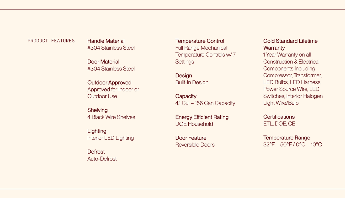 SUMMERSET™ 22″ 4.1 Cu. Ft. Outdoor Compact Refrigerator with Stainless Steel Door & Handle