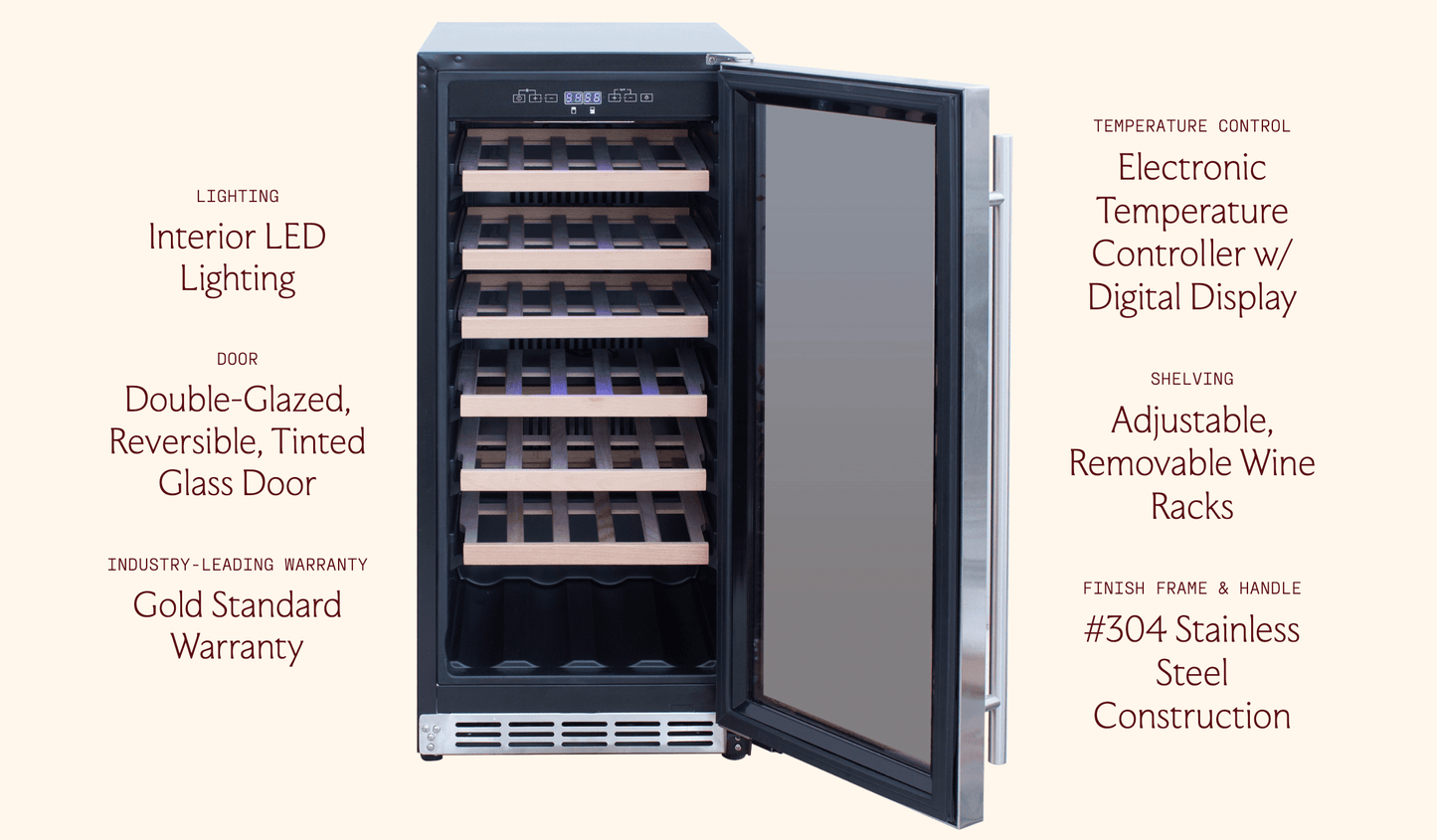 SUMMERSET™ 15″ 3.2 Cu. Ft. Outdoor Single-Zone Wine Cooler