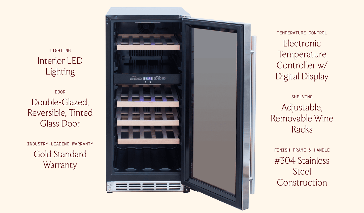 SUMMERSET™ 15″ 3.2 Cu. Ft. Outdoor Dual-Zone Wine Cooler