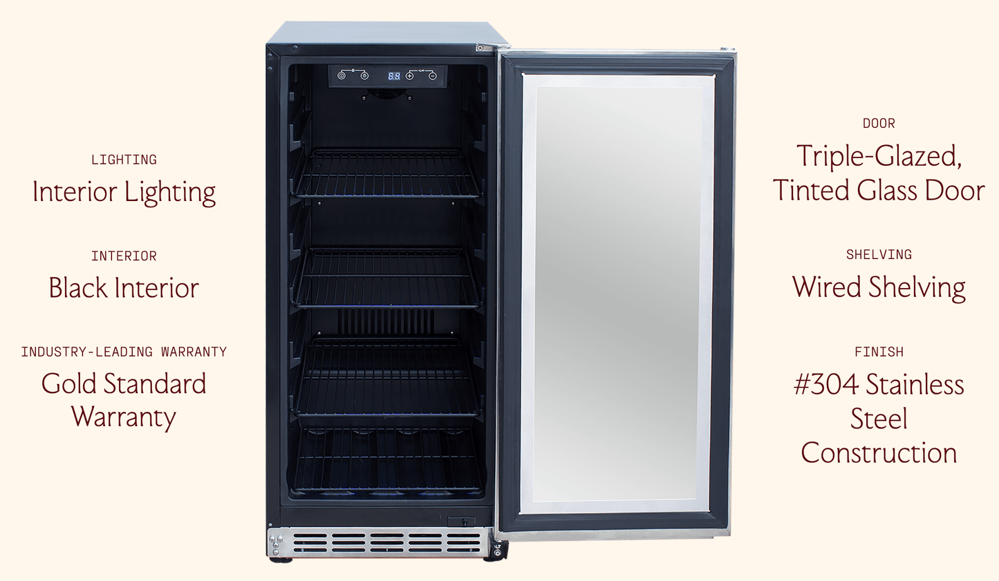 SUMMERSET™ 15″ 3.2 Cu. Ft. Outdoor Refrigerator with Glass Door