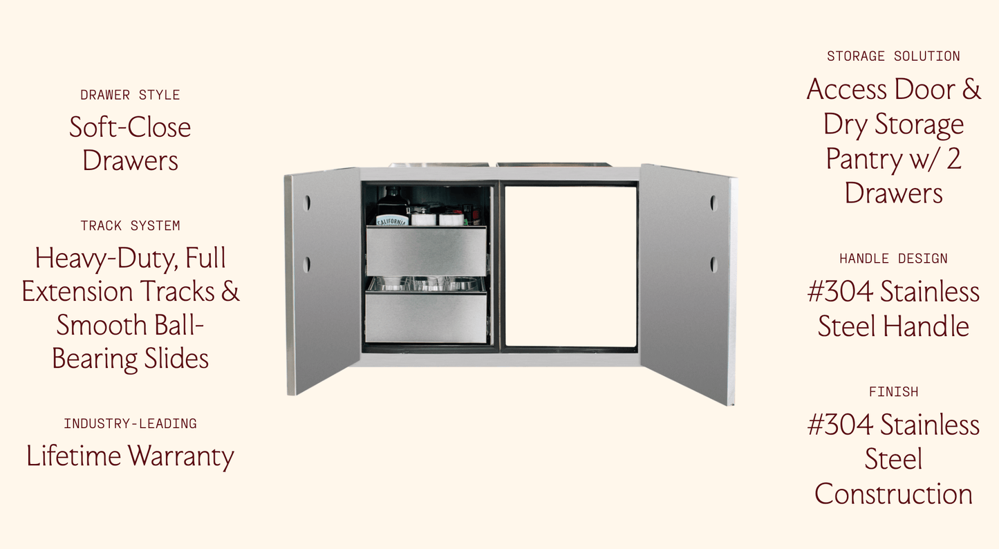 SUMMERSET™ 36" 2-Drawer Dry Storage Pantry & Access Door Combo
