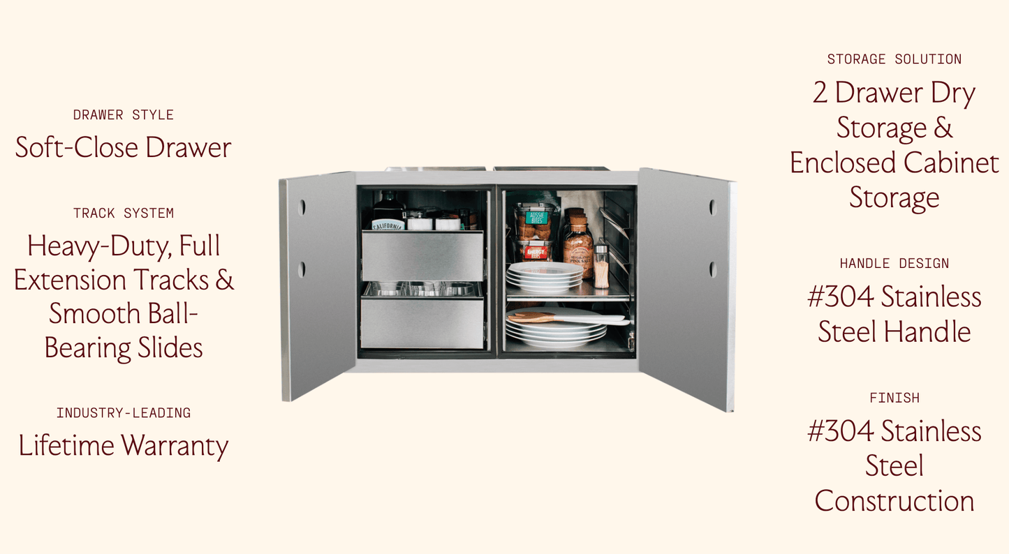 SUMMERSET™ 36" 2-Drawer Dry Storage Pantry & Enclosed Cabinet Combo