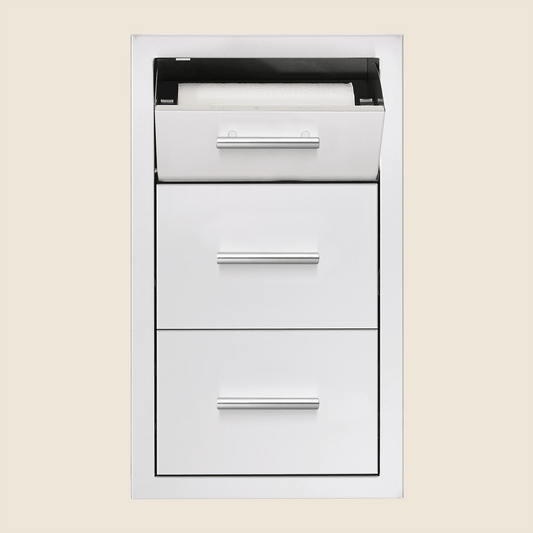 SUMMERSET™ 17″ Vertical 2-Drawer & Paper Towel Holder Combo with Masonry Frame