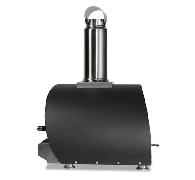 Left side view of Coyote 30-inch Hybrid Multi-Fuel Pizza Oven in Matte Black