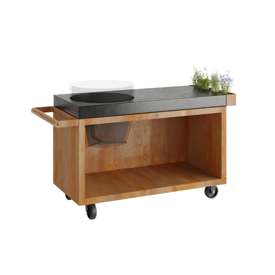 OFYR® Kamado Table Corten 135 PRO Concrete BGE - 2 Color Options — Main Image with transparent background