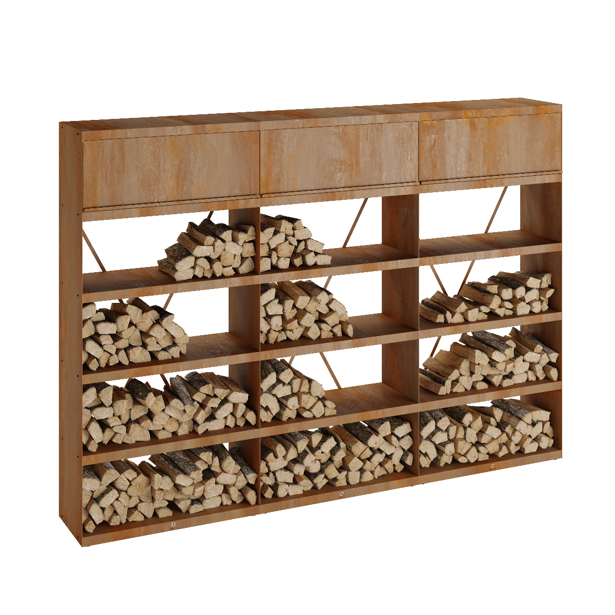 OFYR® Wood Storage Corten 300 — Main Image with transparent background
