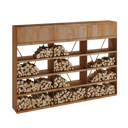 OFYR® Wood Storage Corten 300 — Main Image with transparent background
